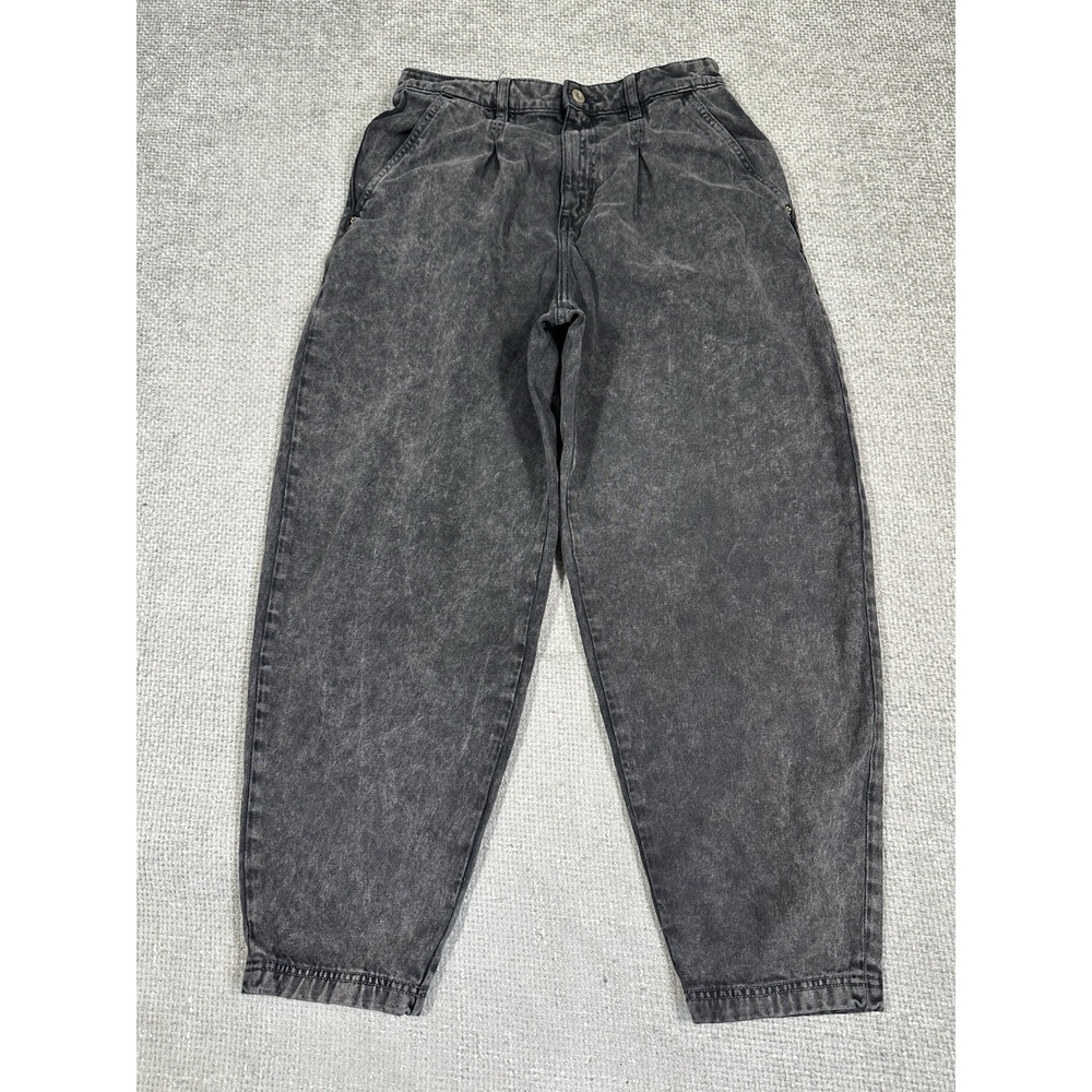 Women's Washed Black High-Waist Relaxed Jeans